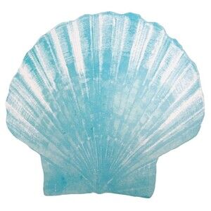 Scallop Shell Placemats Set of 4 Blue Vinyl Foam Back Summer Beach Nautical